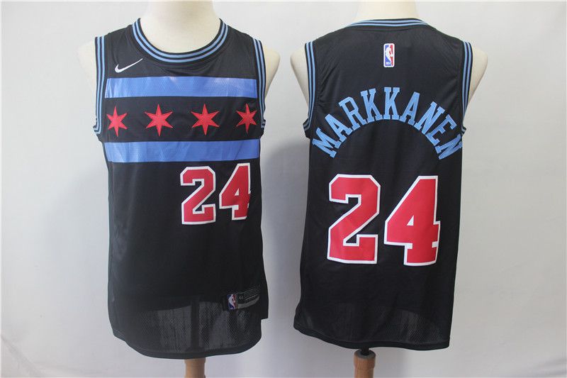 Men Chicago Bulls 24 Markkanen Black City Edition Game Nike NBA Jerseys